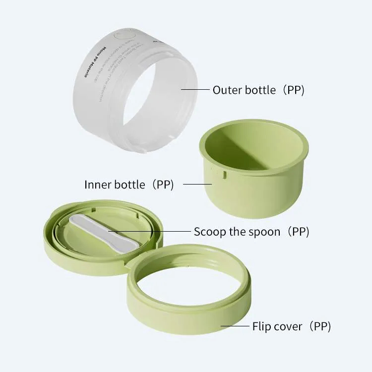 2329F1_E7_BB_93_E6_9E_84_E5_9B_BE-1 Cream Jar Mono-PP Flip Top Refillable Hollow Base With Spoon DJ-1223