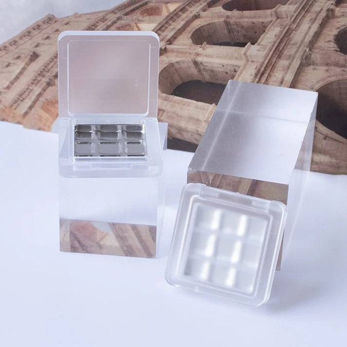 Ultra-Slim Square Cosmetic Compact  Recyclable PS Single Pan Case Crystal AS Single-Pan Case DJ-9914