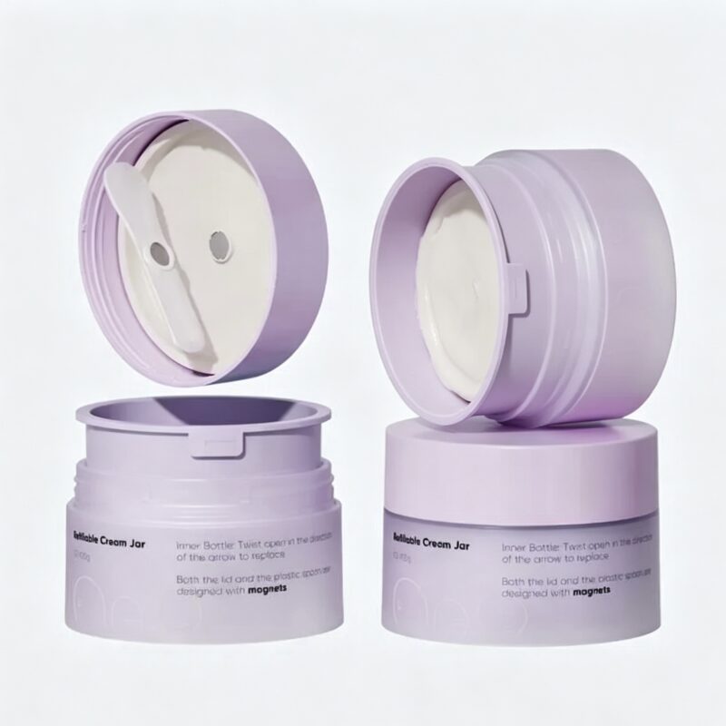 Cream Jar Refillable Magnetic Spoon Hollow Base DJ1222