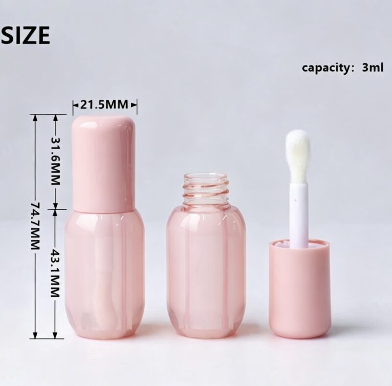3ml Premium Capsule-Shaped Thick-Wall Empty Lip Gloss Tubes with Oversized Rounded Doe-Foot Applicator for Lip Oil DJ0010