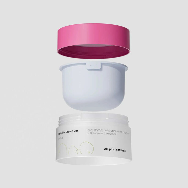 详情图1 Cream Jar Mono-PP Flip Top Refillable Hollow Base With Spoon DJ-1223