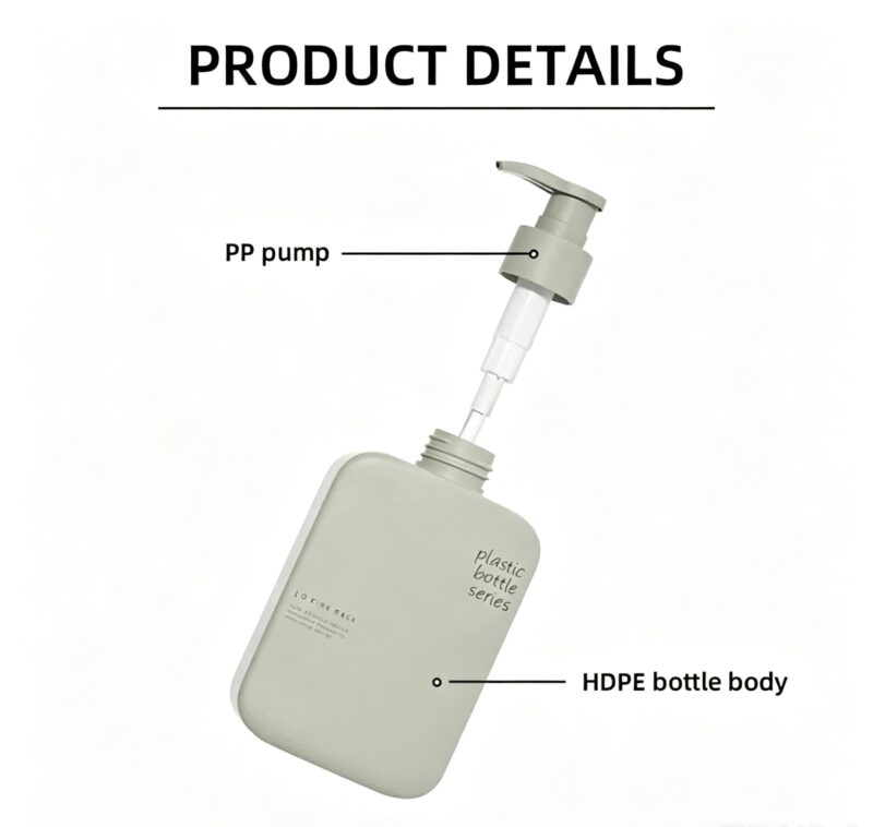 详情图2 Refillable Shampoo and Conditioner HDPE Plastic Empty Containers DJ-8813