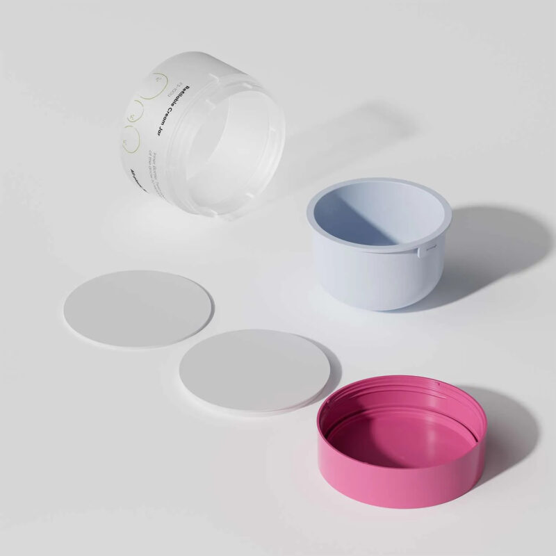 详情图2 Cream Jar Mono-PP Flip Top Refillable Hollow Base With Spoon DJ-1223